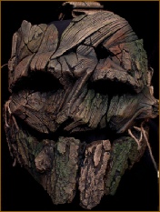 WOOD CARVED SLASHER MASK